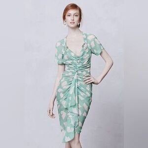 Anthropologie Ginkgo Ruched Sheath Dress Beguile by Byron Lars